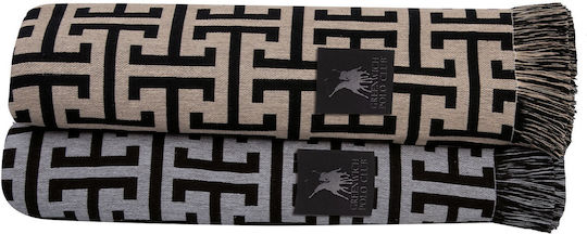Greenwich Polo Club 3901 Ριχτάρι Διθέσιου Καναπέ Ζακάρ 180x250εκ. Γκρι / Μαύρο