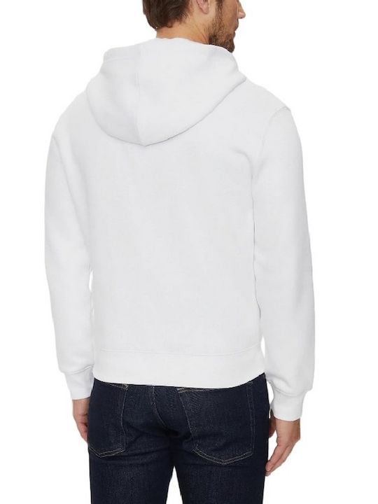 Guess Men's Sweatshirt Jacket with Hood White