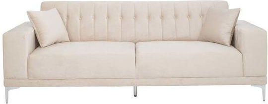 Canapea Cu Trei Locuri Catifea Crem 236x86x85 cm