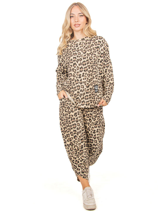 Ellen Damen Set mit Hose Leopard