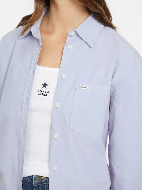 Guess Women's Long Sleeve Shirt Light Blue