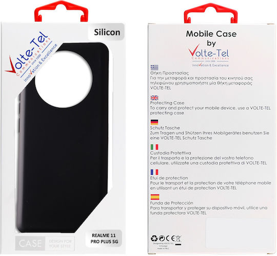 Volte-Tel Handyhülle aus Silikon mit Nackenriemen Schwarz für Realme 11 Pro / 11 Pro+