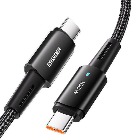 Essager Cablu USB 2.0 USB-C Masculin - USB-C 100W PD Negru 1m EXCTT1-CG01