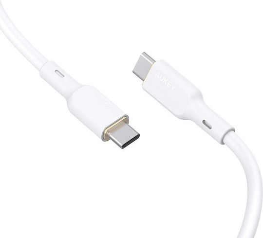 Aukey USB 2.0 Cable USB-C male - USB-C 100W PD Λευκό 1.8m 067154