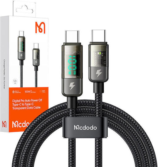Mcdodo USB 2.0 Cable USB-C male - USB-C 100W PD Μαύρο 1.2m 66772