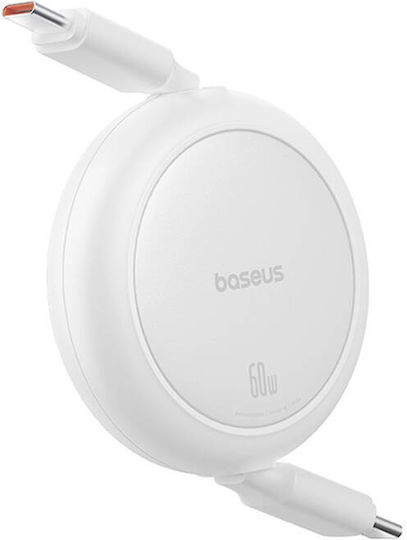 Baseus Mini Retractable USB 2.0 Cable USB-C male - USB-C 60W PD Λευκό 1m P10364500211-01