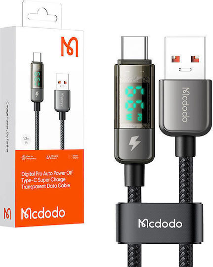 Mcdodo Braided / LED USB 2.0 Cable USB-C male - USB-A 100W PD Μαύρο 1.2m 066774