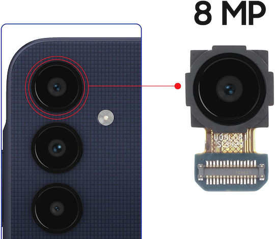 Clappio Ultra Wide Angle Camera for Samsung Galaxy A25 5G 8MP Black