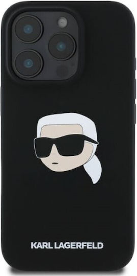 Karl Lagerfeld Liquid Umschlag Rückseite Silikon Schwarz (iPhone 16 Pro, Karl Lagerfeld)