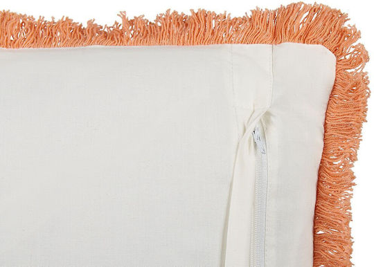 Beliani Sofa Cushion from 100% Cotton White and Orange 45x45 cm
