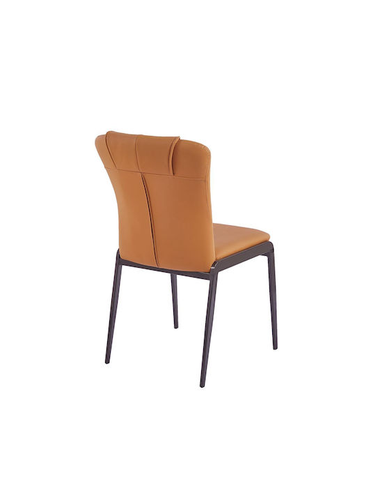 Andria Kitchen Artificial Leather Chair Black, Orange 47x60x86cm 2pcs