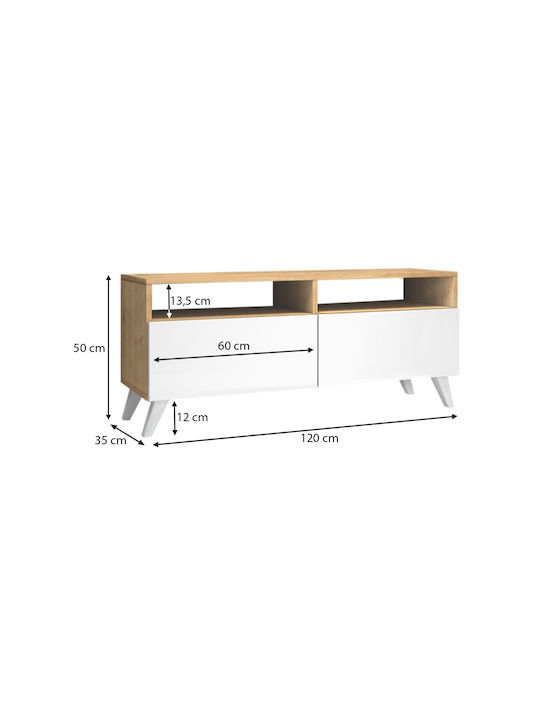 TV Stand Encoy Sonoma - White L120xD35xH50cm