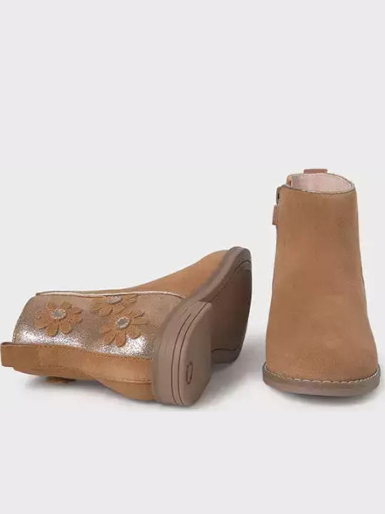 Suede Kids Boots with Zipper Brown