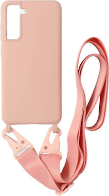 Sonique Carryhang Liquid Strap Umschlag Rückseite Silikon 0.5mm Rosa (Galaxy S21+ 5G)