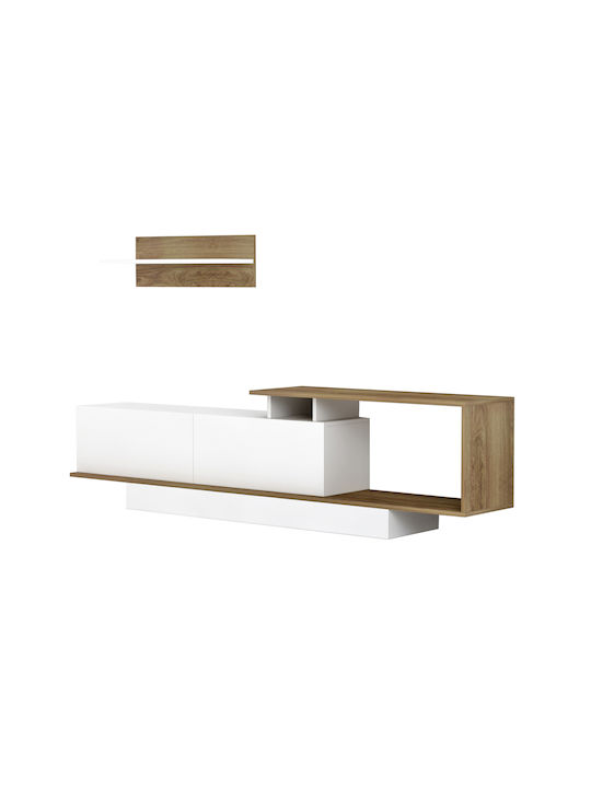 Животно помещение ТВ единица Garcelle Естествено-бял Д180xШ29cm