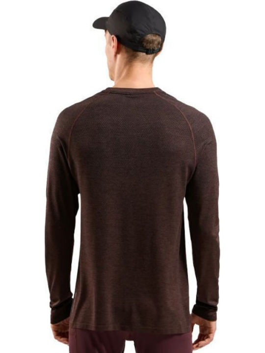 Odlo Essential Seamless Men's Thermal Long-Sleeved Burgundy Shirt
