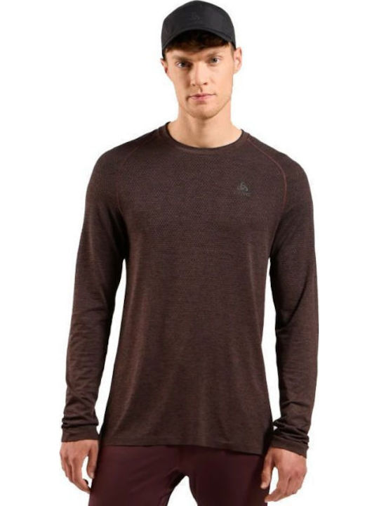 Odlo Essential Seamless Men's Thermal Long-Sleeved Burgundy Shirt