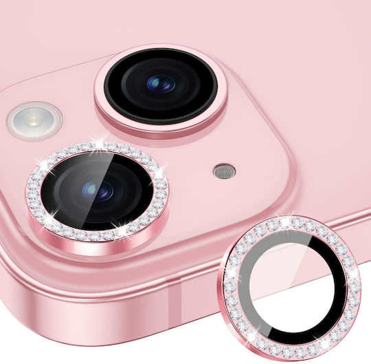 Lens Protector Glitter Camera Protection Tempered Glass Pink for the iPhone 15 / 15 Plus