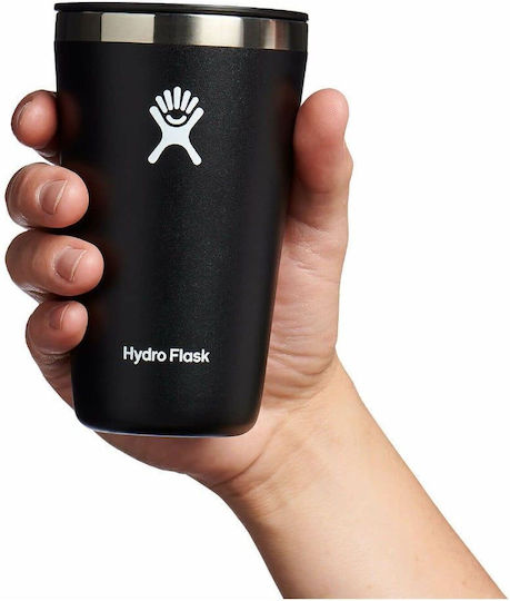 Hydro Flask All Around Tumbler Ποτήρι Θερμός Ανοξείδωτο BPA Free 473ml Black με Καλαμάκι