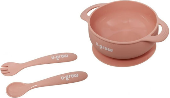 U-Grow Παιδικό Μπωλ Φαγητού από Σιλικόνη Ροζ 3τμχ