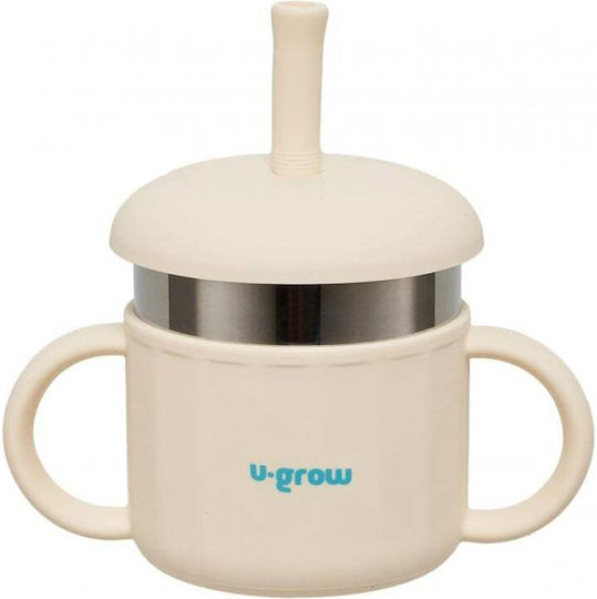 U-Grow Παιδικό Ποτηράκι με Λαβές και Καλαμάκι από Σιλικόνη 200ml