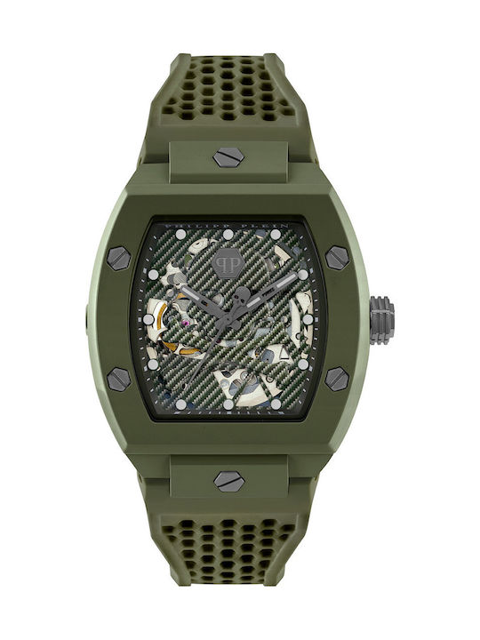 Philipp Plein Skeleton Uhr Batterie mit Kautschukarmband Philipp Plein Skeleton Uhr Batterie mit Kautschukarmband