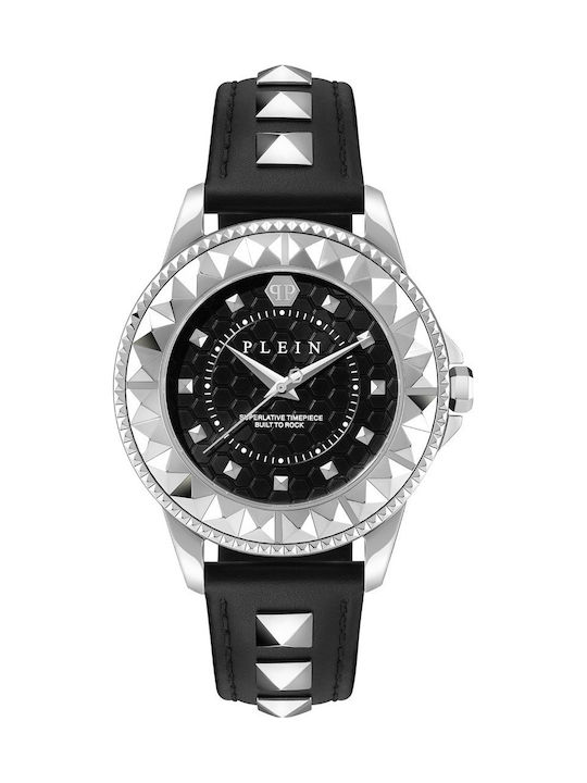 Philipp Plein Rock Couture Ρολόι Μπαταρίας με Δερμάτινο Λουράκι