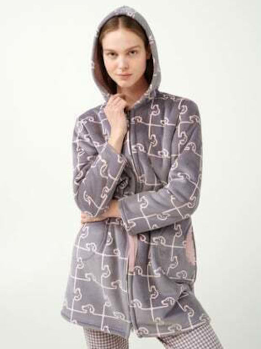 Vamp Winter Women's Fleece Robe Gray Thunder