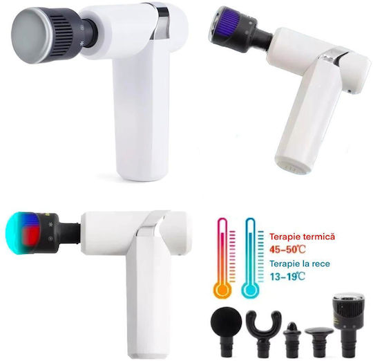 Pistol de Masaj Mini Fără Fir cu 5 Trepte Compresie Cald-Rece King Relax Alb