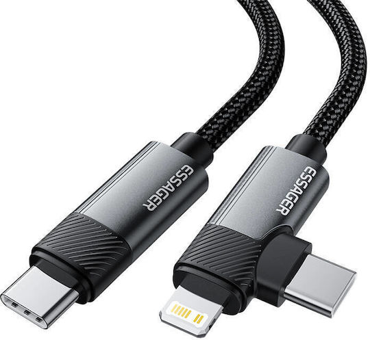 Essager Cable Usb Essager Excttl-wl0g-p Usb-c To Lightning+usb-c 65w 1m Gray 068981 Excttl-wl0g-p 6971958733170