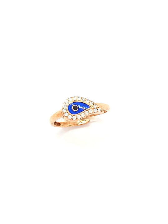 PS Silver Women's Gold Plated Silver Ring with Zircon & Enamel