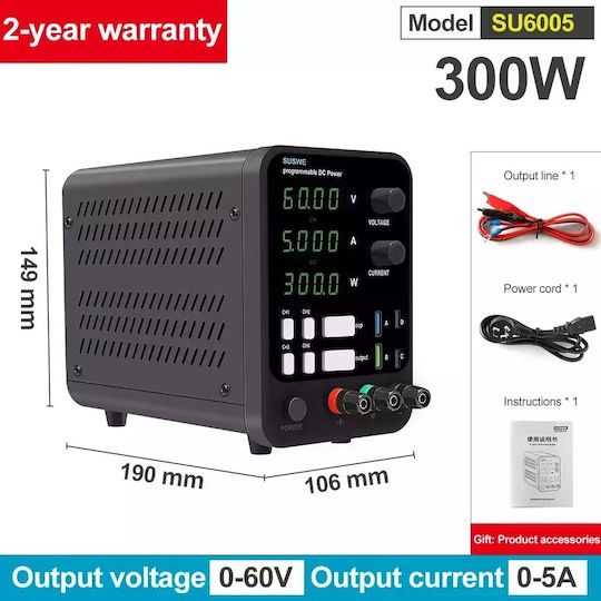 Adjustable Dc Power Supply 300w Output Power Voltage Regulator Technology Su6005 0-60v 0-5a Eu