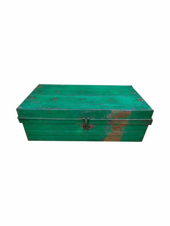 Decorative Trunk Alexandra House Living Green Iron Craft Style 40 X 25 X 76 Cm