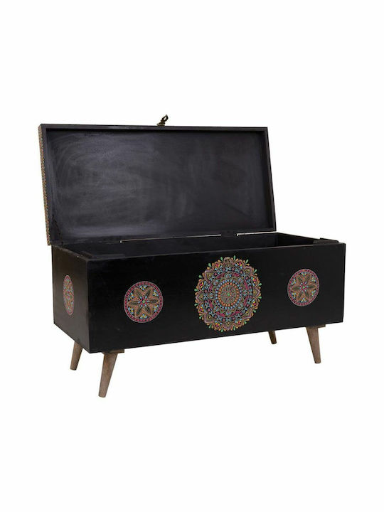 Alexandra House Living Trunks Black Multicolor Mango Wood MDF 40 X 45 X 89 Cm