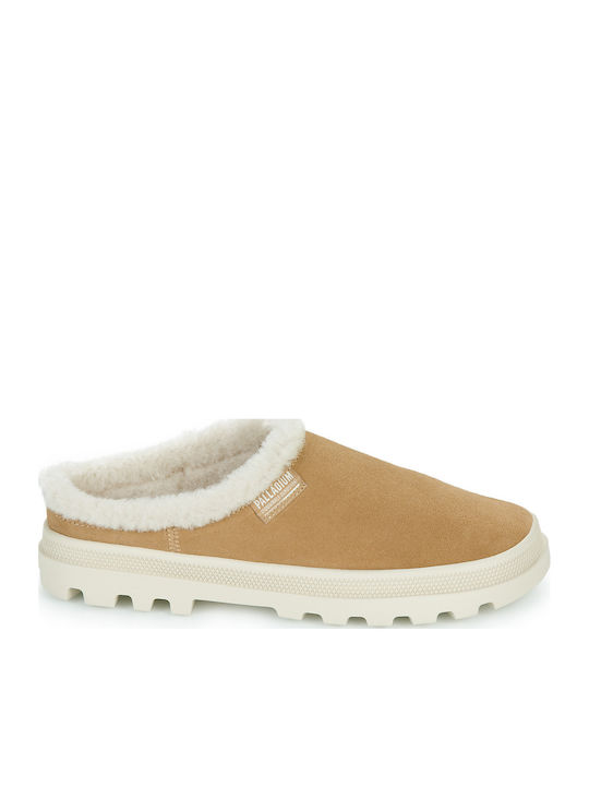 Damen Hausschuhe Braune Leder Clogs