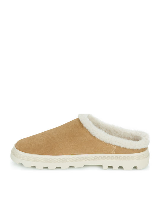 Damen Hausschuhe Braune Leder Clogs