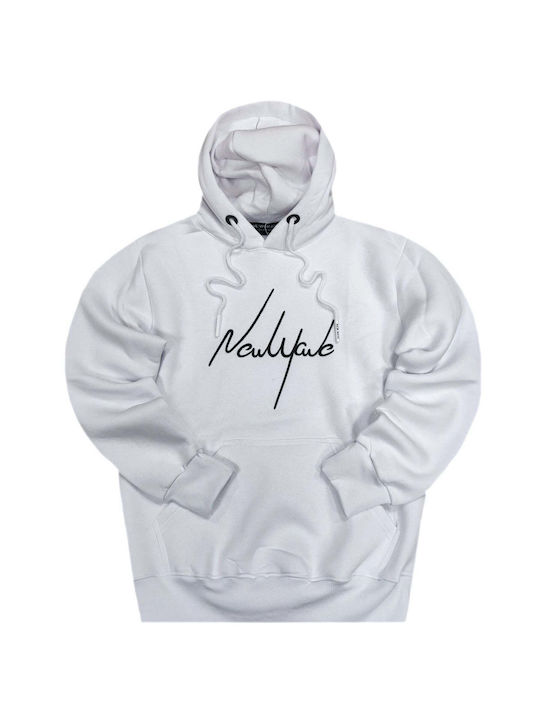 New Wave Men's Sweatshirt with Hood white