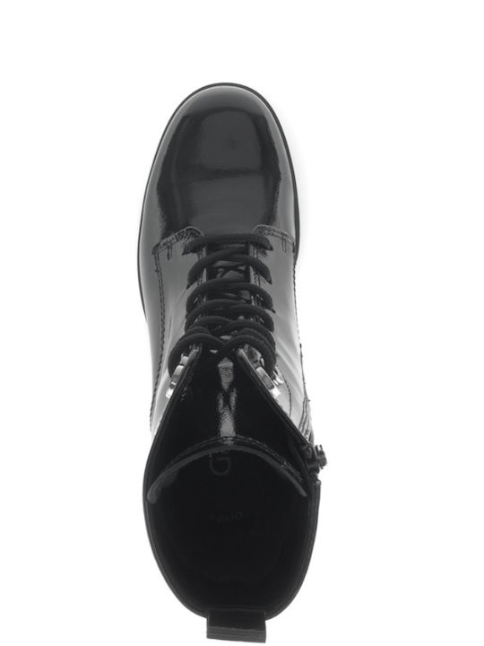 Leather Women's Ankle Boots with Medium Heel Black