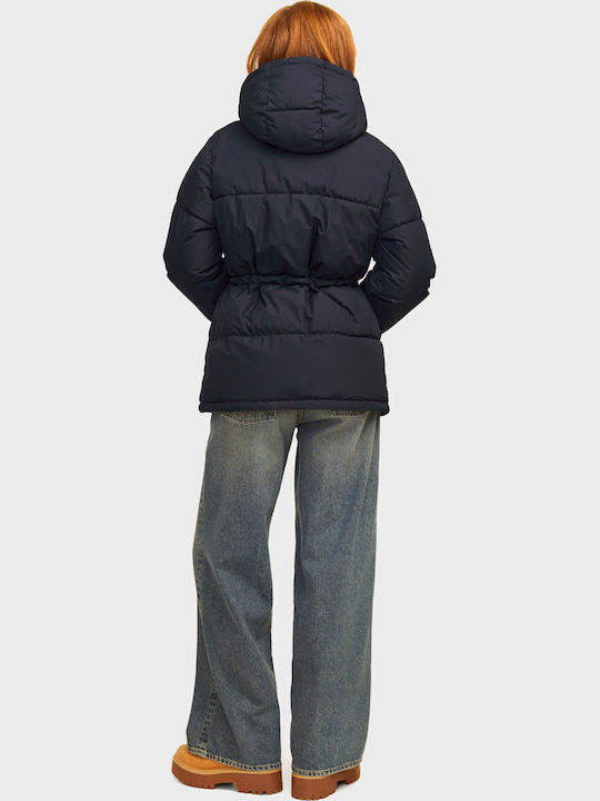 Women's Short Puffer Jacket for Winter Black
