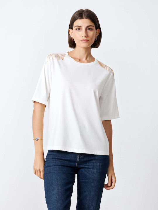 Passager Women's Summer Blouse Short Sleeve White