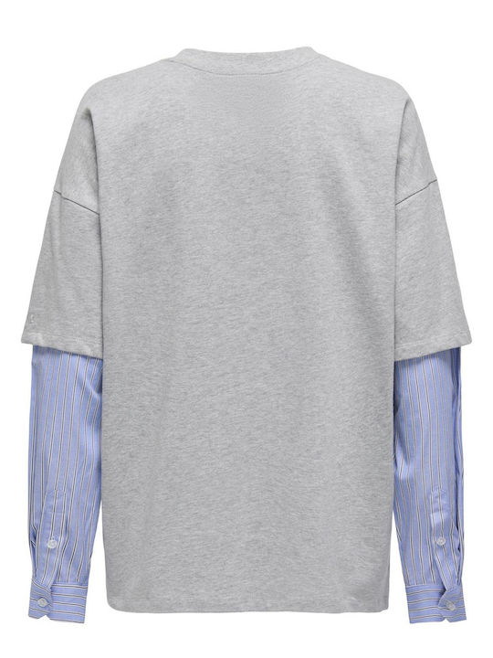 Only Damen Oversized T-shirt Light Grey Melange