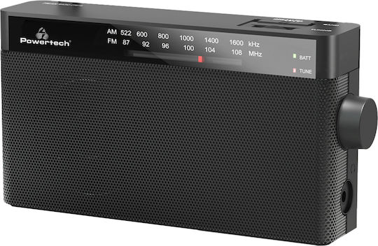 Powertech PT-1244 Επιτραπέζιο Ραδιόφωνο Μπαταρίας με USB Μαύρο