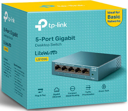 TP-LINK LS105G v9 Неуправляем L2 Switch с 5 Портове Гигабитови (1Gbps) Ethernet