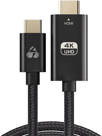 Powertech HDMI 2.0 Premium High Speed 4K 60Hz HDR Braided Cable HDMI male - USB-C male 1m Μαύρο