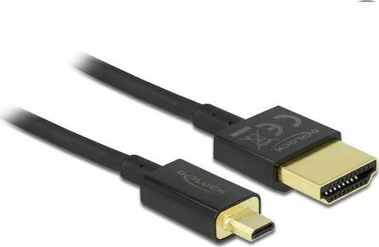 DeLock HDMI 2.0 Premium High Speed 4K 60Hz HDR Cable HDMI male - micro HDMI male 2m Μαύρο