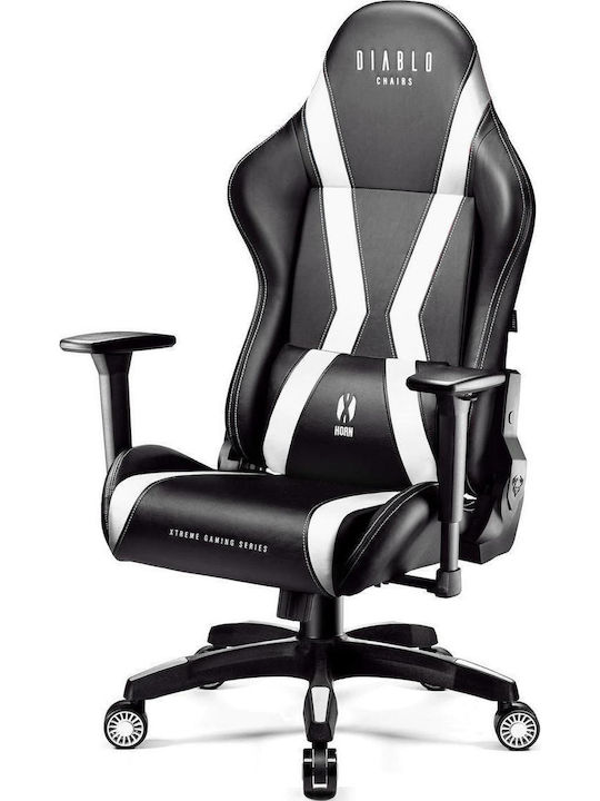 Diablo X-Horn 2.0 King Artificial Leather Gaming Chair with Adjustable Arms Black / White