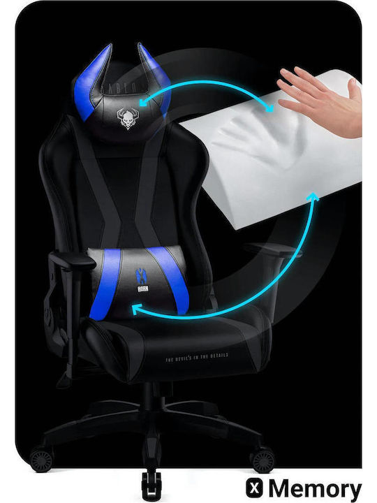 Diablo X-One 2.0 Normal Size Καρέκλα Gaming Δερματίνης με Ρυθμιζόμενα Μπράτσα Μαύρο / Μπλε