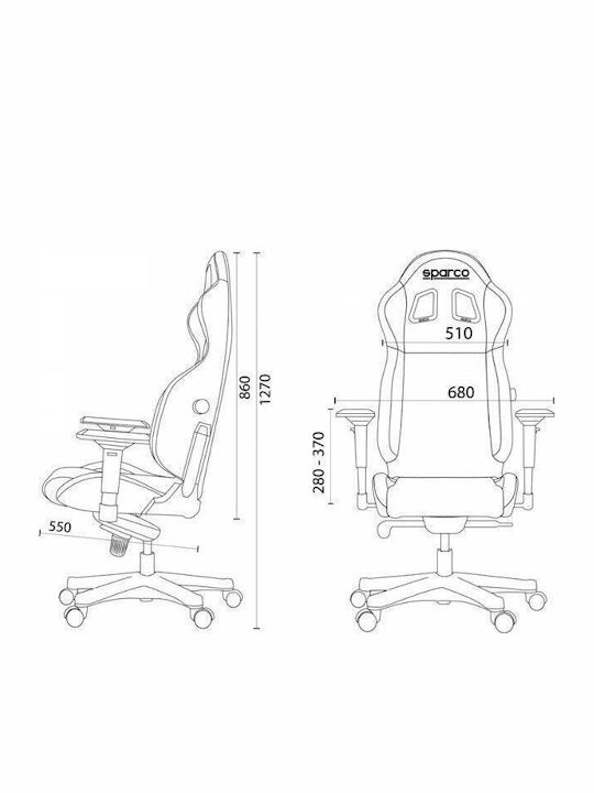 Sparco Grip Καρέκλα Gaming Δερματίνης με Ρυθμιζόμενα Μπράτσα Black/Blue Sky