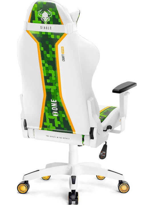 Diablo X-One 2.0 Craft Edition Normal Size Καρέκλα Gaming Δερματίνης με Ρυθμιζόμενα Μπράτσα Λευκό / Πράσινο