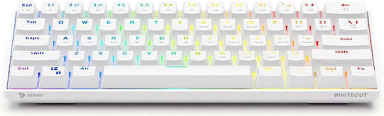 Savio Whiteout Gaming Mechanical Keyboard 60% with Outemu Blue switches and RGB lighting (English US) White